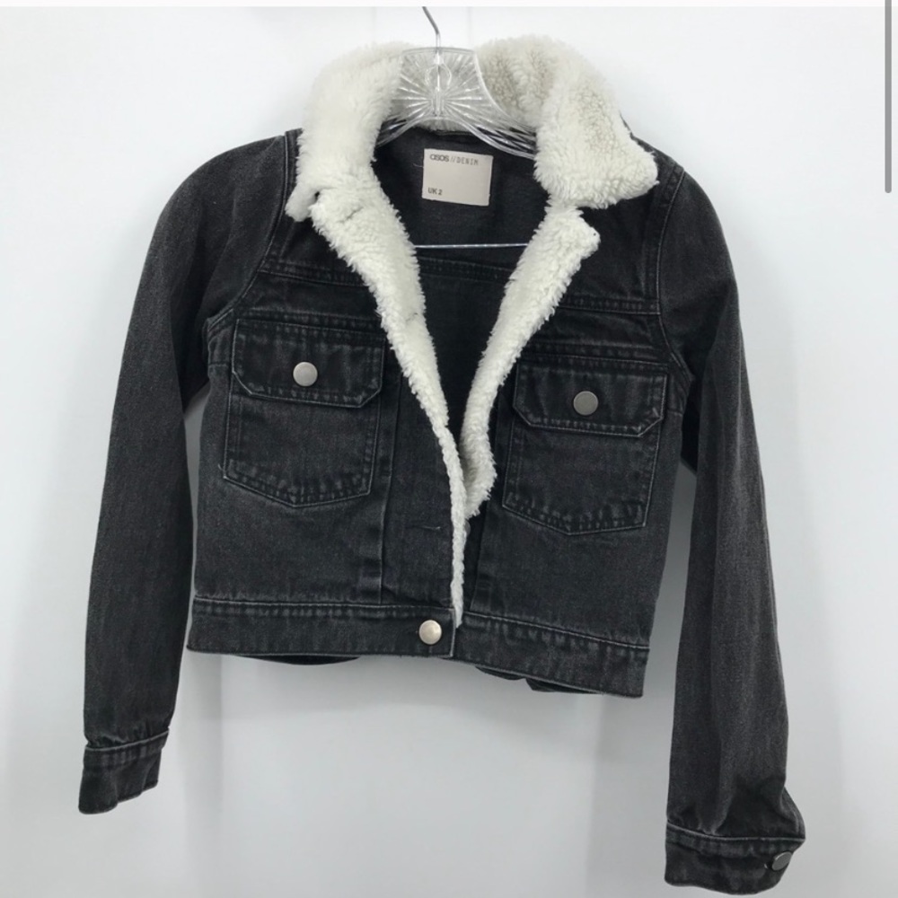 Black Denim Sherpa Jacket